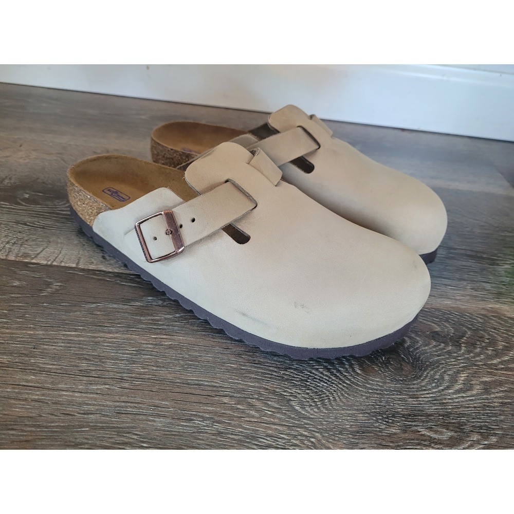 Birkenstock Boston BS Tobacco Brown Oiled Leather Soft Footbed Clogs 40 L9 M7